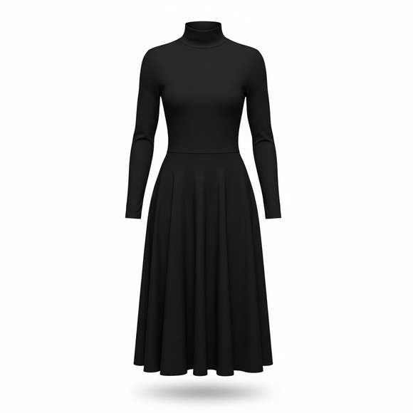 Betsey Johnson Dresses & Skirts - Betsey Johnson Black Long Sleeve Turtleneck Midi Dress